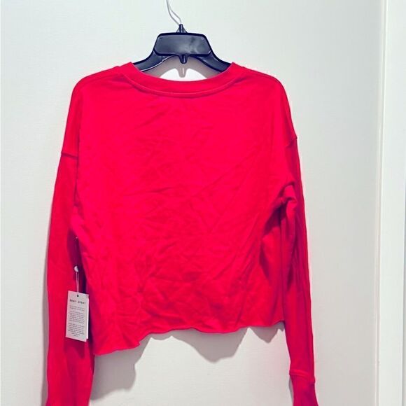 Dkny Sport Women's Metallic Logo Cropped Sweatshirt  shirt- Fiery Pink L - Picture 7 of 8